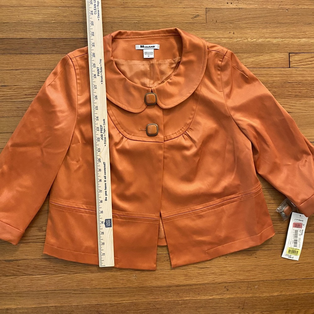 Nygard Collection Jacket Womens 10 Cropped Stretch Orange‎ Retro Texas Game day - Picture 5 of 12